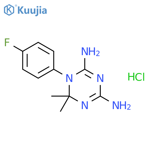1-(4-fluorophenyl)-6,6-dimethyl-1,3,5-triazine-2,4-diamine;hydrochloride structure