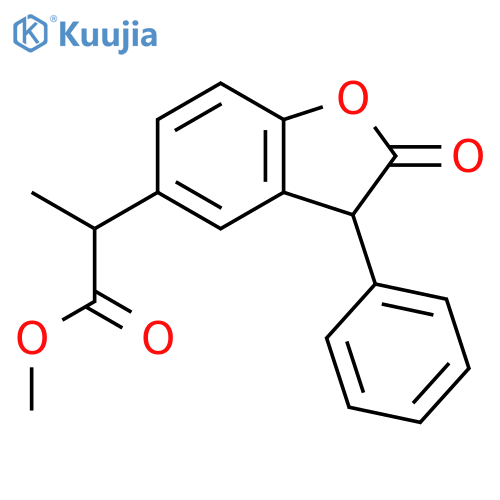 methyl 2-(2-oxo-3-phenyl-2,3-dihydro-1-benzofuran-5-yl)propanoate structure