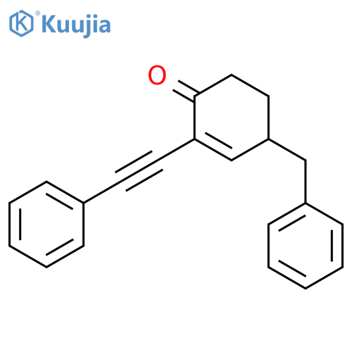 2-CYCLOHEXEN-1-ONE, 2-(PHENYLETHYNYL)-4-(PHENYLMETHYL)- structure