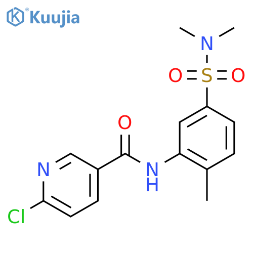 6-chloro-N-[5-(dimethylsulfamoyl)-2-methylphenyl]pyridine-3-carboxamide structure