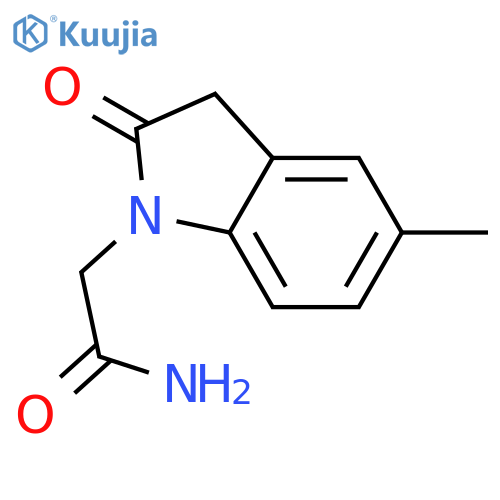 2,3-dihydro-5-methyl-2-oxo-1H-Indole-1-acetamide structure