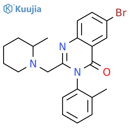 4(3H)-Quinazolinone,6-bromo-3-(2-methylphenyl)-2-[(2-methyl-1-piperidinyl)methyl]- structure