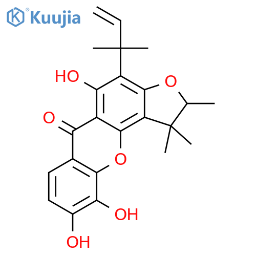 6H-Furo[2,3-c]xanthen-6-one,4-(1,1-dimethyl-2-propen-1-yl)-1,2-dihydro-5,9,10-trihydroxy-1,1,2-trimethyl-,(-)- structure