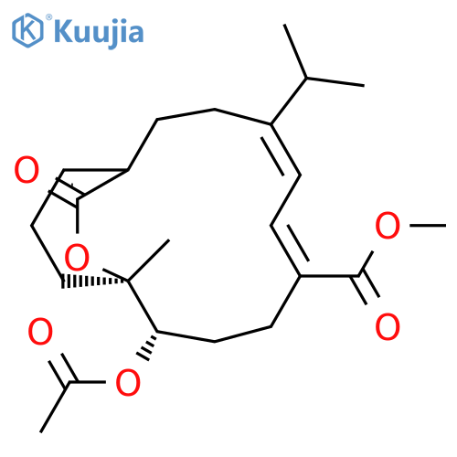 15-Oxabicyclo[9.3.2]hexadeca-5,7,11-triene-5-carboxylic acid, 2-(acetyloxy)-1-methyl-8-(1-methylethyl)-16-oxo-, methyl ester, (1R,2S,5Z,7E)- structure
