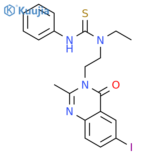 1-ethyl-1-[2-(6-iodo-2-methyl-4-oxoquinazolin-3(4H)-yl)ethyl]-3-phenylthiourea structure