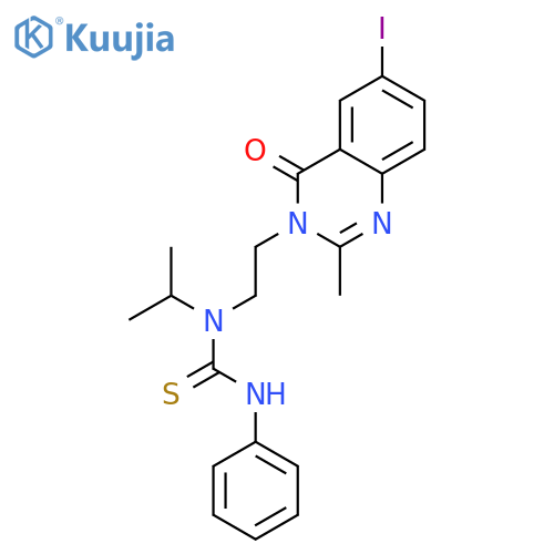 1-[2-(6-iodo-2-methyl-4-oxoquinazolin-3(4H)-yl)ethyl]-1-(1-methylethyl)-3-phenylthiourea structure