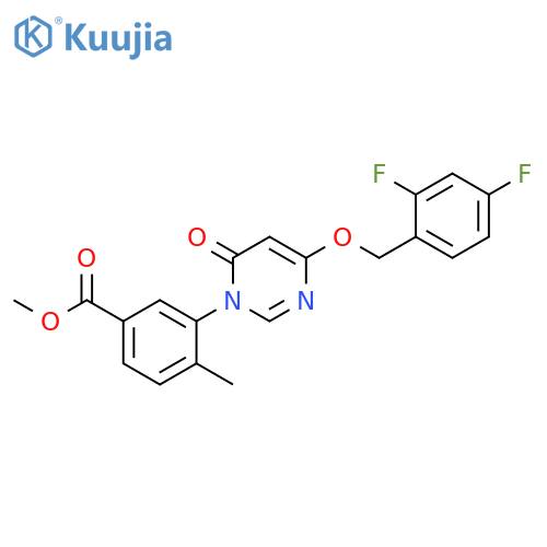 Benzoic acid,3-[4-[(2,4-difluorophenyl)methoxy]-6-oxo-1(6H)-pyrimidinyl]-4-methyl-,methyl ester structure