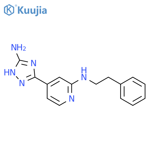 2-Pyridinamine, 4-(5-amino-1H-1,2,4-triazol-3-yl)-N-(2-phenylethyl)- structure