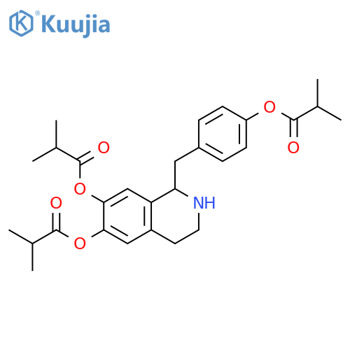 Propanoic  acid,  2-methyl-,  1,2,3,4-tetrahydro-1-[[4-(2-methyl-1-oxopropoxy)phenyl]methyl]-6,7-isoquinolinediyl  ester  (9CI) structure