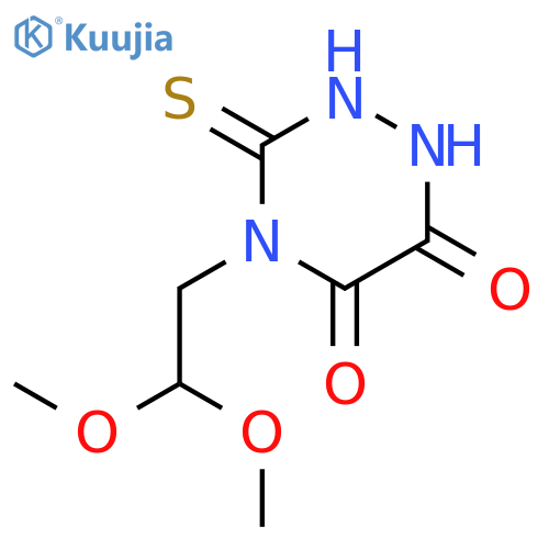 1,2,4-Triazine-5,6-dione, 4-(2,2-dimethoxyethyl)tetrahydro-3-thioxo- structure