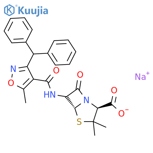 4-Thia-1-azabicyclo[3.2.0]heptane-2-carboxylicacid,6-[[[3-(diphenylmethyl)-5-methyl-4-isoxazolyl]carbonyl]amino]-3,3-dimethyl-7-oxo-,sodium salt (1:1), (2S,5R,6R)- structure
