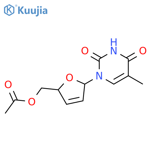 [(2S,5R)-5-(5-methyl-2,4-dioxo-3,4-dihydropyrimidin-1(2H)-yl)-2,5-dihydrofuran-2-yl]methyl acetate structure