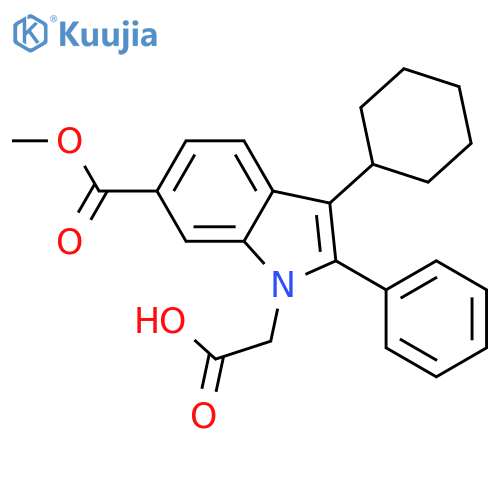 2-(3-Cyclohexyl-6-(methoxycarbonyl)-2-phenyl-1H-indol-1-yl)acetic acid structure