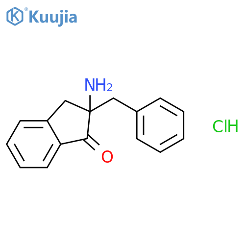 1H-INDEN-1-ONE, 2-AMINO-2,3-DIHYDRO-2-(PHENYLMETHYL)-, HYDROCHLORIDE structure
