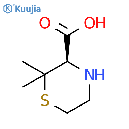 (3R)-2,2-dimethylthiomorpholine-3-carboxylic acid structure