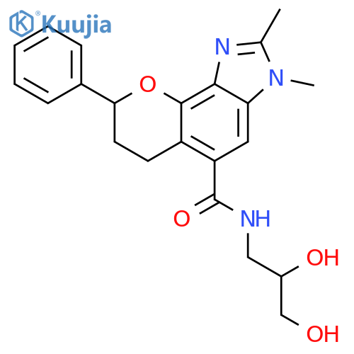 Pyrano[2,3-e]benzimidazole-5-carboxamide,N-(2,3-dihydroxypropyl)-3,6,7,8-tetrahydro-2,3-dimethyl-8-phenyl- structure