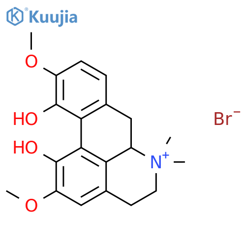 (6aS)-1,11-dihydroxy-2,10-dimethoxy-6,6-dimethyl-5,6,6a,7-tetrahydro-4H-dibenzo[de,g]quinolinium bromide structure