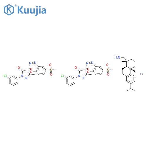 Chromate(1-), bis[2-(3-chlorophenyl)-2,4-dihydro-4-[[2-hydroxy-5-(methylsulfonyl)phenyl]azo]-5-methyl-3H-pyrazol-3-onato(2-)]-, hydrogen, compd. with [1R-(1&#x3B1;,4a&#x3B2;,10a&#x3B1;)]-1,2,3,4,4a,9,10,10a-octahydro-1,4a-dimethyl-7-(1-methylethyl)-1-phen structure