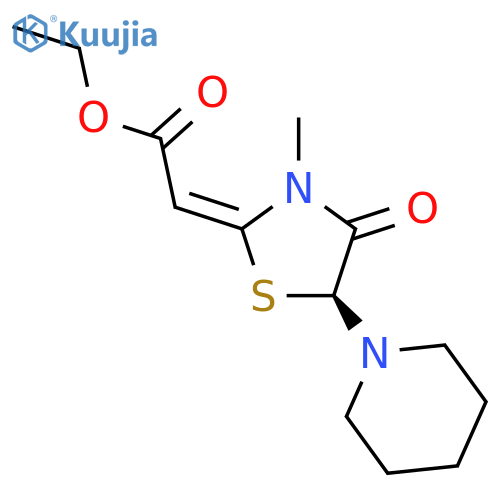 Acetic acid,[3-methyl-4-oxo-5-(1-piperidinyl)-2-thiazolidinylidene]-, ethyl ester, [S-(Z)]-(9CI) structure