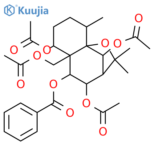 1,6,8,9,14-Pentahydroxydihydro-β-agarofuran; (1α,6β,8β,9β)-form, 9-Benzoyl, 1,6,8,14-tetra-Ac structure