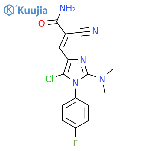 3-[5-chloro-2-(dimethylamino)-1-(4-fluorophenyl)-1H-imidazol-4-yl]-2-cyanoprop-2-enamide structure