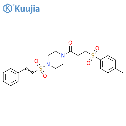 3-[(4-Methylphenyl)sulfonyl]-1-[4-[(2-phenylethenyl)sulfonyl]-1-piperazinyl]-1-propanone structure