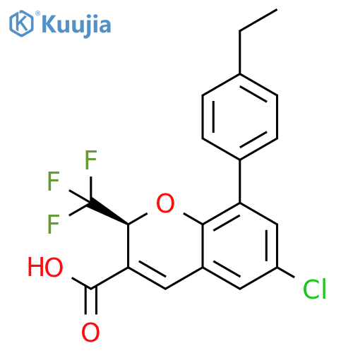 2H-1-Benzopyran-3-carboxylic acid,6-chloro-8-(4-ethylphenyl)-2-(trifluoromethyl)-, (2S)- structure