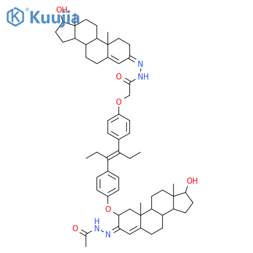 2,2'-[hex-3-ene-3,4-diylbis(benzene-4,1-diyloxy)]bis[N'-(17-hydroxyandrost-4-en-3-ylidene)acetohydrazide] structure
