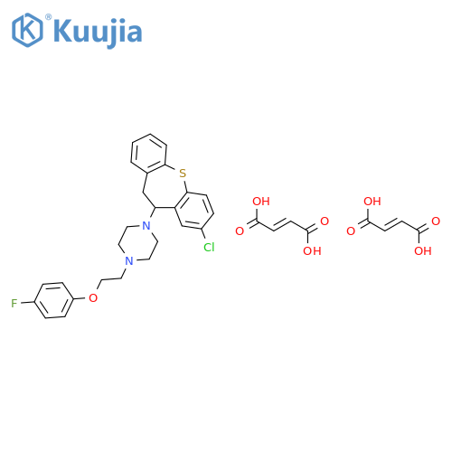 1-(8-chloro-10,11-dihydrodibenzo[b,f]thiepin-10-yl)-4-[2-(4-fluorophenoxy)ethyl]piperazine di[(2E)-but-2-enedioate] structure