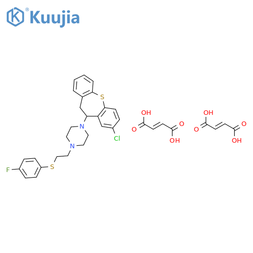 1-(8-chloro-10,11-dihydrodibenzo[b,f]thiepin-10-yl)-4-{2-[(4-fluorophenyl)sulfanyl]ethyl}piperazine di[(2E)-but-2-enedioate] structure