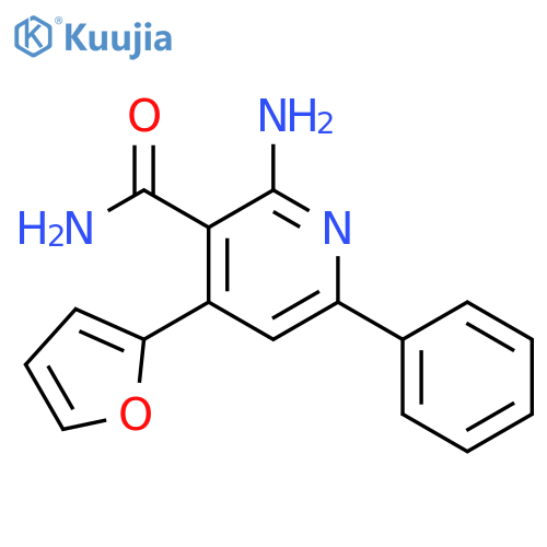 3-Pyridinecarboxamide, 2-amino-4-(2-furanyl)-6-phenyl- structure