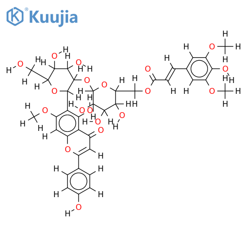 5-Hydroxy-6-2-O-6-O-3-(4-hydroxy-3,5-dimethoxyphenyl)-1-oxo-2-propen-1-yl-β-D-glucopyranosyl-β-D-glucopyranosyl-2-(4-hydroxyphenyl)-7-methoxy-4H-1-benzopyran-4-one structure