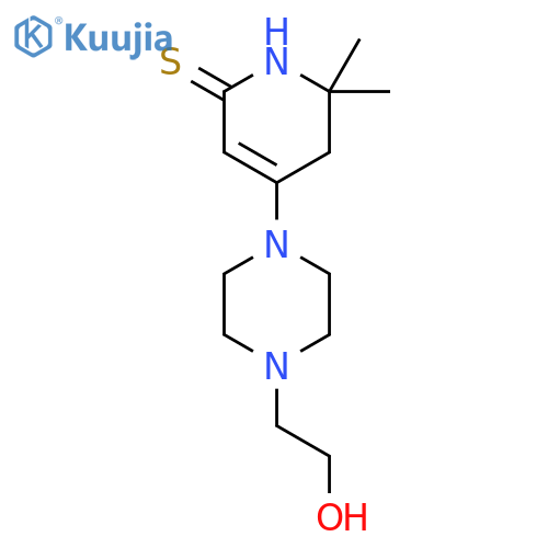 2(1H)-Pyridinethione,5,6-dihydro-4-[4-(2-hydroxyethyl)-1-piperazinyl]-6,6-dimethyl- structure