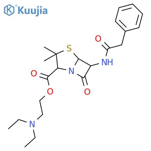 2-(diethylamino)ethyl 3,3-dimethyl-7-oxo-6-[(phenylacetyl)amino]-4-thia-1-azabicyclo[3.2.0]heptane-2-carboxylate structure