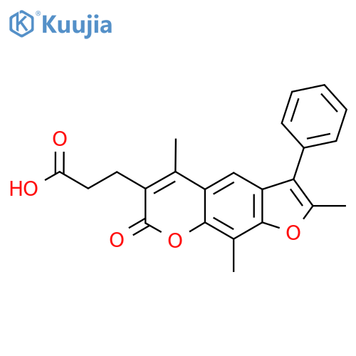 3-(2,5,9-Trimethyl-7-oxo-3-phenyl-7H-furo3,2-gchromen-6-yl)propanoic acid structure