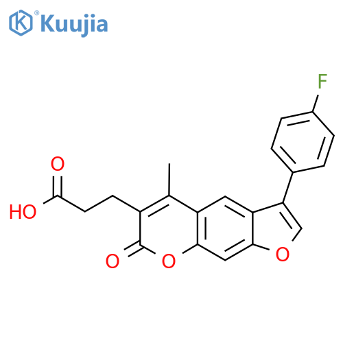 3-3-(4-Fluorophenyl)-5-methyl-7-oxo-7H-furo3,2-gchromen-6-ylpropanoic acid structure