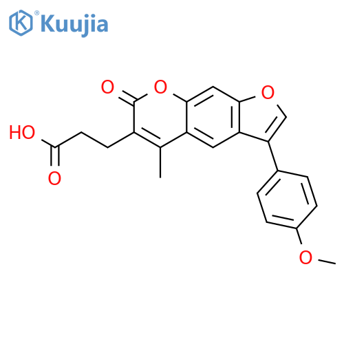 3-[3-(4-methoxyphenyl)-5-methyl-7-oxofuro[3,2-g]chromen-6-yl]propanoic acid structure