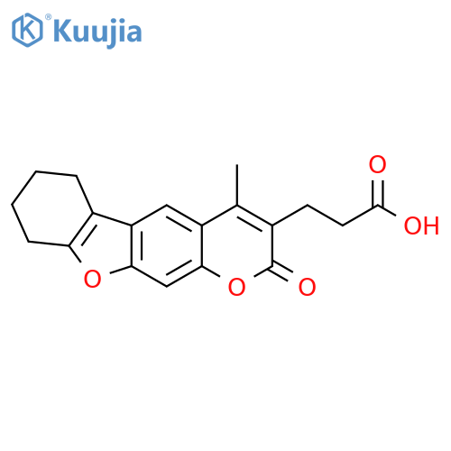 3-(4-Methyl-2-oxo-6,7,8,9-tetrahydro-2H-1-benzofuro3,2-gchromen-3-yl)propanoic acid structure