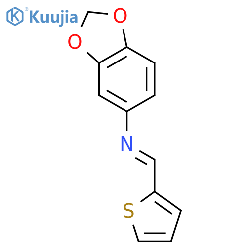 N-[(E)-thiophen-2-ylmethylidene]-1,3-benzodioxol-5-amine structure