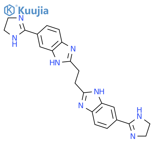 2,2'-ethane-1,2-diylbis[6-(4,5-dihydro-1H-imidazol-2-yl)-1H-benzimidazole] structure