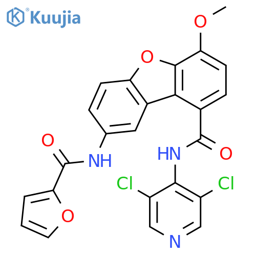 1-Dibenzofurancarboxamide,N-(3,5-dichloro-4-pyridinyl)-8-[(2-furanylcarbonyl)amino]-4-methoxy- structure
