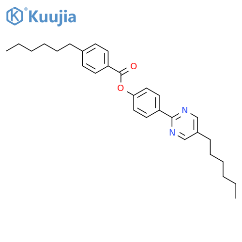Benzoic acid, 4-hexyl-, 4-(5-hexyl-2-pyrimidinyl)phenyl ester structure