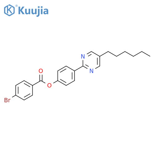 Benzoic acid, 4-bromo-, 4-(5-hexyl-2-pyrimidinyl)phenyl ester structure