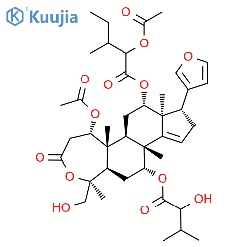 Pentanoic acid, 2-(acetyloxy)-3-methyl-, (1S,5S,5aR,5bR,7S,7aS,8R,10bR,11R,12aR)-5-(acetyloxy)-8-(3-furanyl)-3,4,5,5a,5b,6,7,7a,8,9,10b,11,12,12a-tetradecahydro-1-(hydroxymethyl)-11-(2-hydroxy-3-methyl-1-oxobutoxy)-1,5a,7a,10b-tetramethyl-3-oxo-1H-cyclopenta[5,6]naphth[2,1-c]oxepin-7-yl ester (9CI) structure