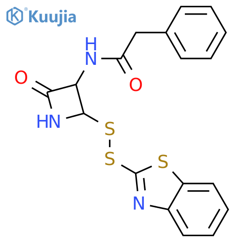 Benzeneacetamide, N-[2-(2-benzothiazolyldithio)-4-oxo-3-azetidinyl]- structure