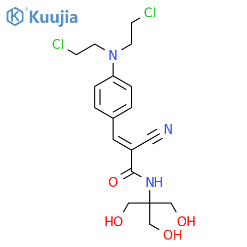 (2E)-3-{4-[bis(2-chloroethyl)amino]phenyl}-2-cyano-N-[2-hydroxy-1,1-bis(hydroxymethyl)ethyl]prop-2-enamide structure