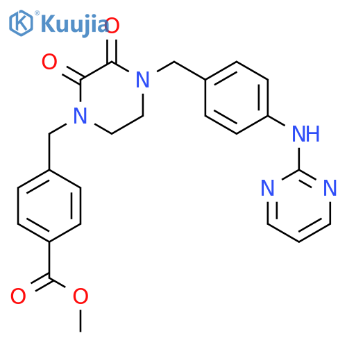 Benzoic acid,4-[[2,3-dioxo-4-[[4-(2-pyrimidinylamino)phenyl]methyl]-1-piperazinyl]methyl]-,methyl ester structure