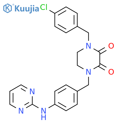 1-(4-chlorobenzyl)-4-[4-(pyrimidin-2-ylamino)benzyl]piperazine-2,3-dione structure