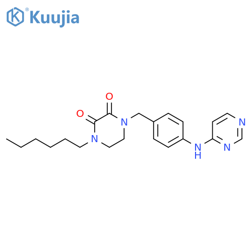 2,3-Piperazinedione, 1-hexyl-4-[[4-(4-pyrimidinylamino)phenyl]methyl]- structure