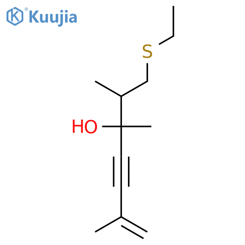1-(ethylsulfanyl)-2,3,6-trimethylhept-6-en-4-yn-3-ol structure